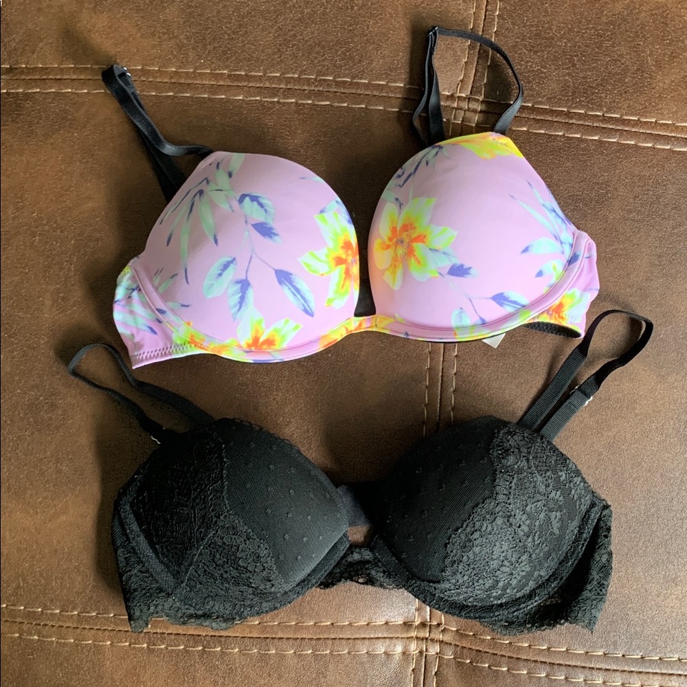 Victoria's Secret Floral and Lace Bras - Purple and Black
